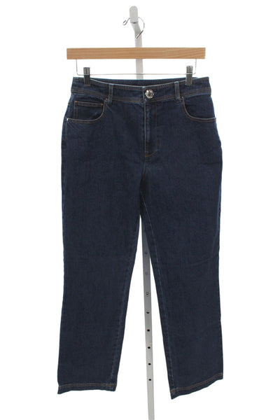 Toccin Women Straight Jeans Blue High Rise Cotton Button Size 6