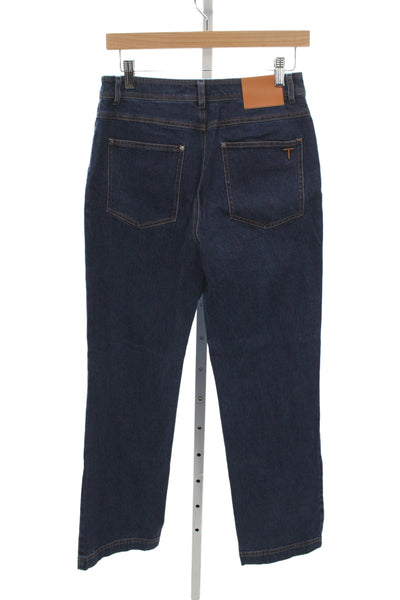 Toccin Women Straight Jeans Blue High Rise Cotton Button Size 6
