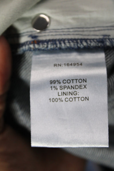 Toccin Women Straight Jeans Blue High Rise Cotton Button Size 6