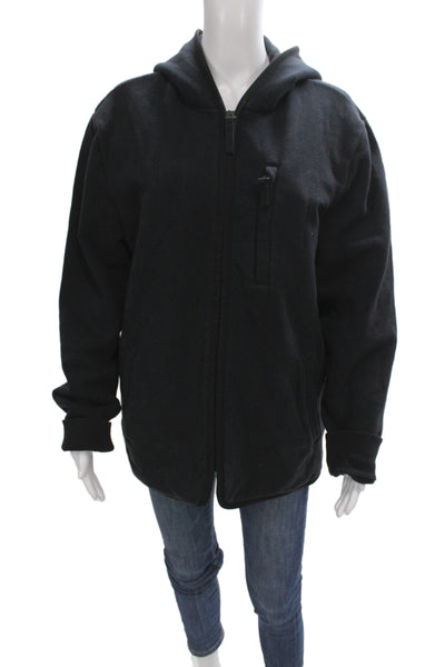 Standard James Perse Womens Basic Jacket Black Hooded Zip Long Sleeve Size 3