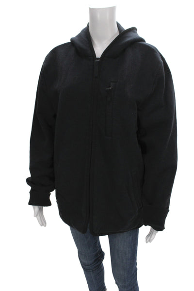 Standard James Perse Womens Basic Jacket Black Hooded Zip Long Sleeve Size 3
