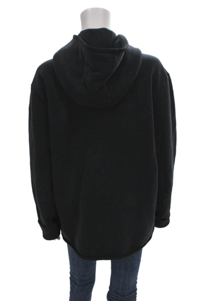 Standard James Perse Womens Basic Jacket Black Hooded Zip Long Sleeve Size 3