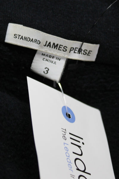 Standard James Perse Womens Basic Jacket Black Hooded Zip Long Sleeve Size 3