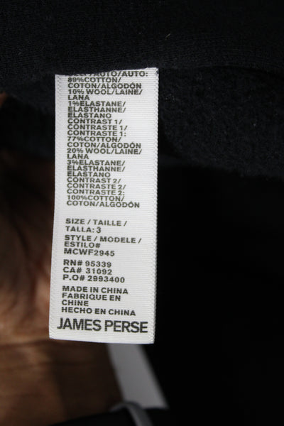 Standard James Perse Womens Basic Jacket Black Hooded Zip Long Sleeve Size 3