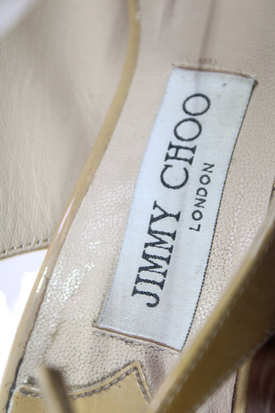 Jimmy Choo Womens Patent Leather Peep Toe Slingbacks Pumps Yellow Size 37 7