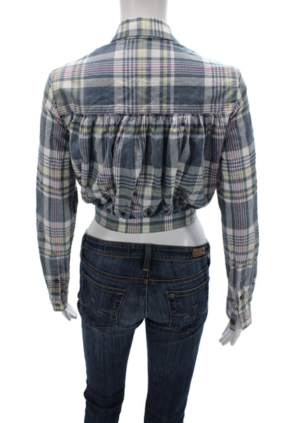 Pendleton Women Tunic Button-Up Blue Plaid Long Sleeve Cotton Western Size M