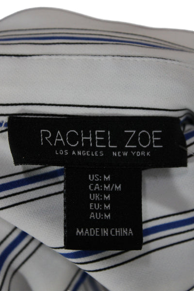 Rachel Zoe Womens Tunic Blouse Blue Striped Collared 3/4 Sleeve Size M
