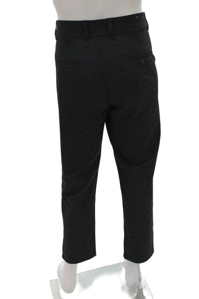 Zara Mens Chino Pants Gray Button 63% Polyester Solid Fall Size 32