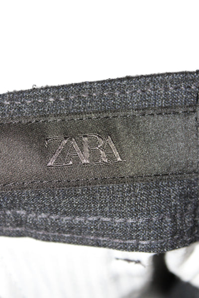Zara Mens Chino Pants Gray Button 63% Polyester Solid Fall Size 32