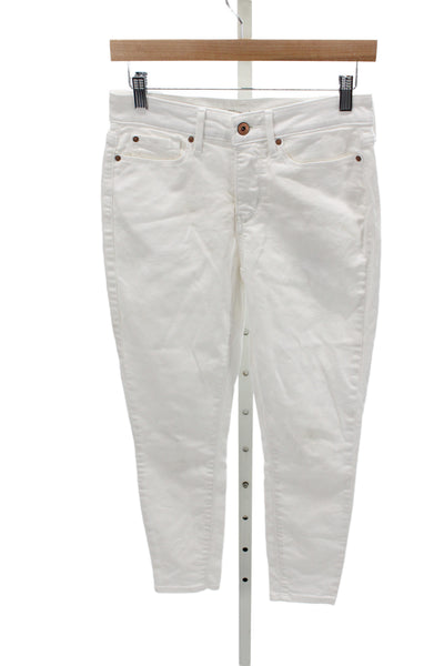 Levis Womens Ankle White Jeans Cotton Mid Rise Button Size 27