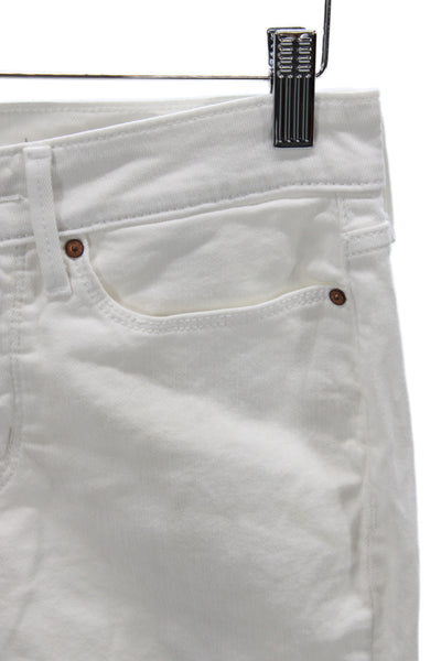 Levis Womens Ankle White Jeans Cotton Mid Rise Button Size 27