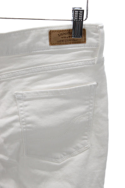 Levis Womens Ankle White Jeans Cotton Mid Rise Button Size 27