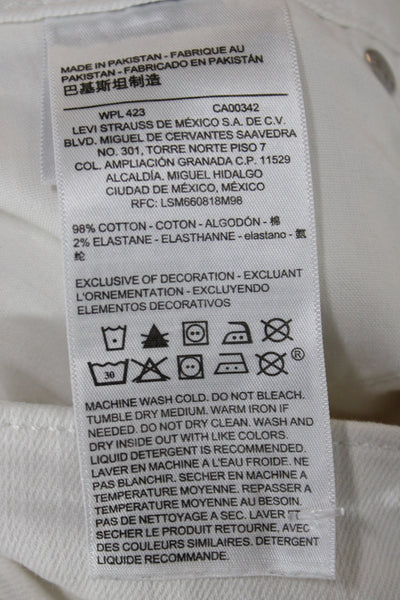 Levis Womens Ankle White Jeans Cotton Mid Rise Button Size 27