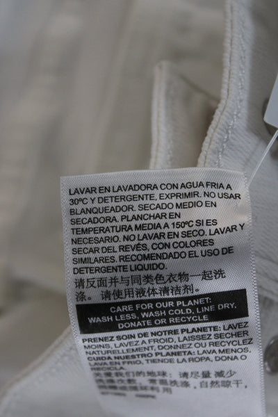 Levis Womens Ankle White Jeans Cotton Mid Rise Button Size 27