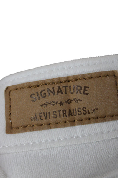 Levis Womens Ankle White Jeans Cotton Mid Rise Button Size 27