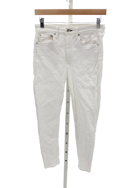 Rag & Bone Women Skinny White Jeans Cotton Mid Rise Button Size 28