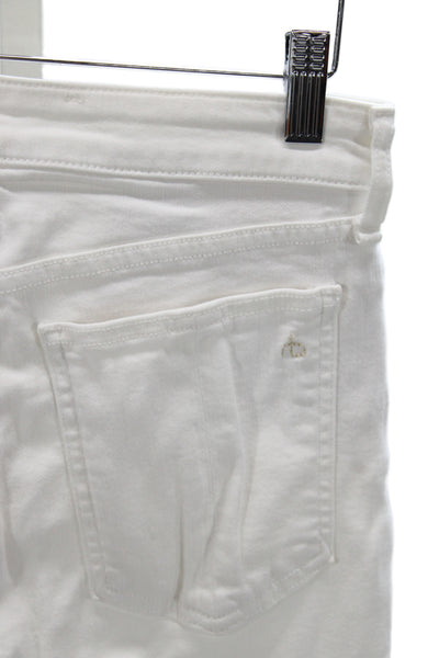 Rag & Bone Women Skinny White Jeans Cotton Mid Rise Button Size 28