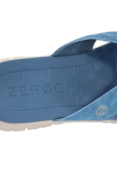 Zero Grand Cole Haan Mens Slip On Suede T Strap Sandals Blue Size 10M