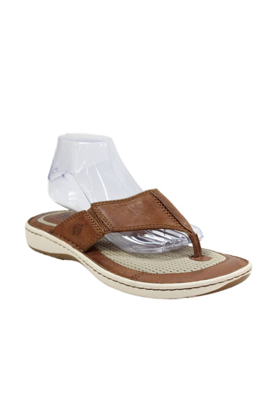 Born Mens Slip On Leather T Strap Sandals Brown Size 10M