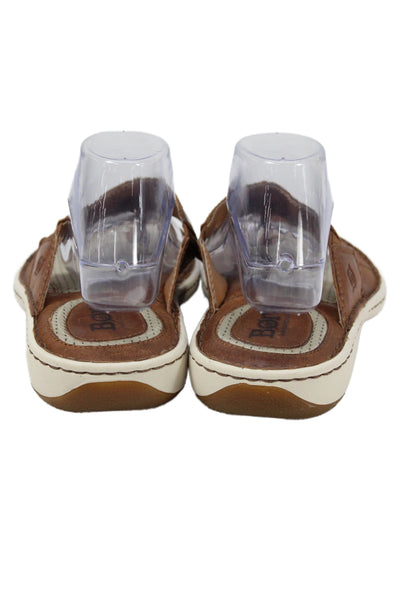 Born Mens Slip On Leather T Strap Sandals Brown Size 10M
