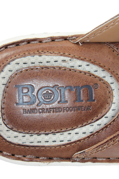 Born Mens Slip On Leather T Strap Sandals Brown Size 10M