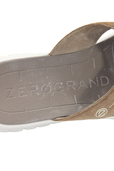 Zero Grand Cole Haan Mens Slip On Suede T Strap Sandals Brown Size 10M