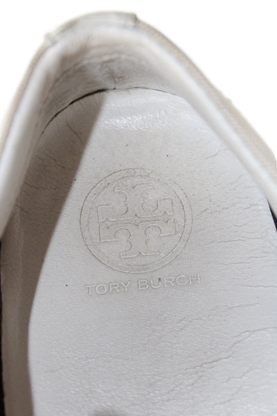 Tory Burch Womens Lace Up Suede Trim Canvas Low Top Sneakers White Size 7M