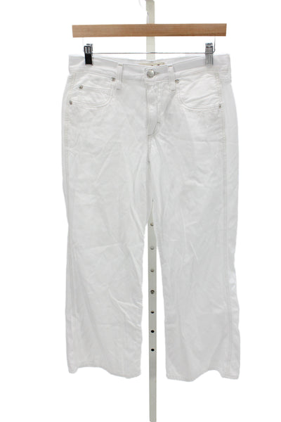 Amo Women Cropped Mid-Rise White Cotton Jeans Size 26