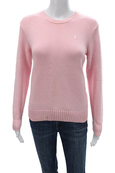 Ralph Lauren Golf Women Pink Cotton Crew Neck Sweater Long Sleeve Size M
