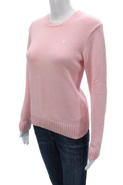 Ralph Lauren Golf Women Pink Cotton Crew Neck Sweater Long Sleeve Size M
