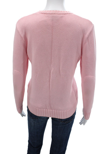 Ralph Lauren Golf Women Pink Cotton Crew Neck Sweater Long Sleeve Size M