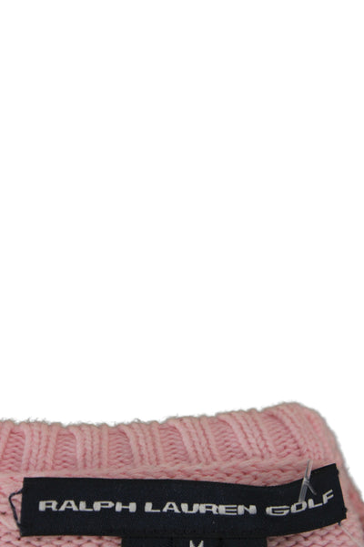 Ralph Lauren Golf Women Pink Cotton Crew Neck Sweater Long Sleeve Size M