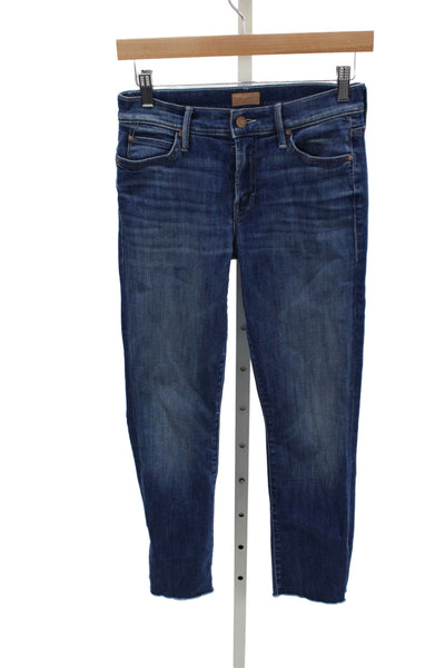 Mother Womens Cropped Mid Rise Blue Jeans Size 25