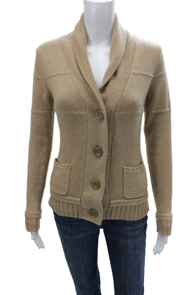 Allude Women Cardigan Cashmere Beige V-Neck Long Sleeve Classic Size S