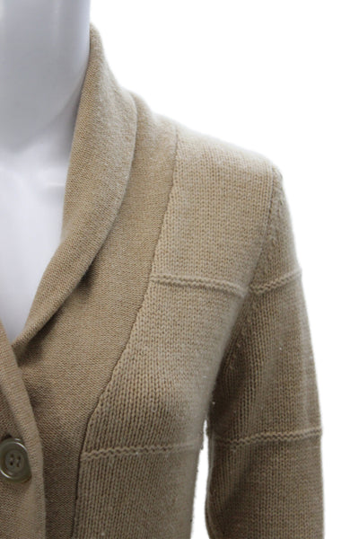 Allude Women Cardigan Cashmere Beige V-Neck Long Sleeve Classic Size S
