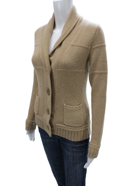 Allude Women Cardigan Cashmere Beige V-Neck Long Sleeve Classic Size S