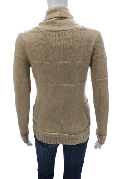 Allude Women Cardigan Cashmere Beige V-Neck Long Sleeve Classic Size S