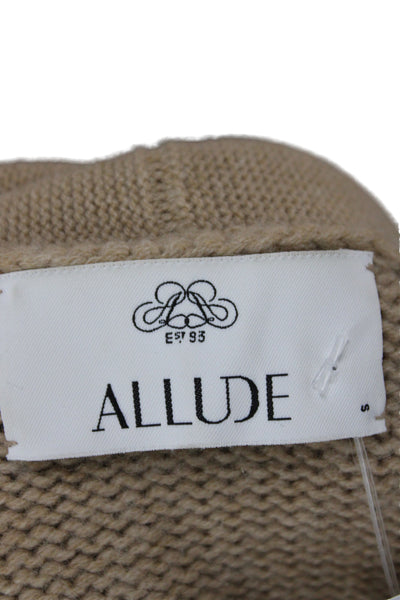 Allude Women Cardigan Cashmere Beige V-Neck Long Sleeve Classic Size S