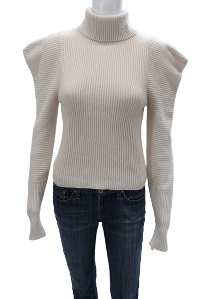 ALC Women Pullover Sweater Ivory Turtleneck Wool Long Sleeve Classic Size XS