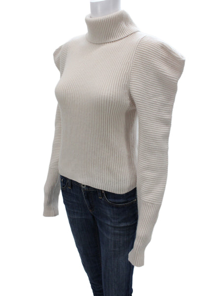 ALC Women Pullover Sweater Ivory Turtleneck Wool Long Sleeve Classic Size XS