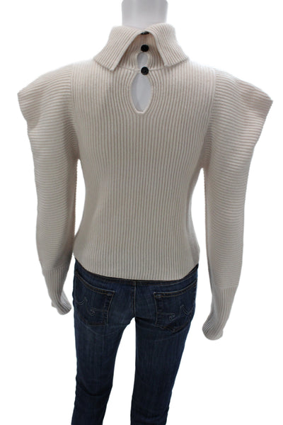 ALC Women Pullover Sweater Ivory Turtleneck Wool Long Sleeve Classic Size XS