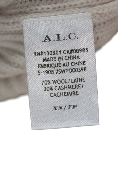 ALC Women Pullover Sweater Ivory Turtleneck Wool Long Sleeve Classic Size XS