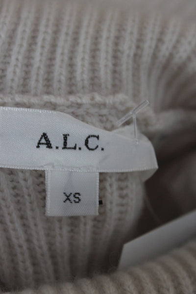 ALC Women Pullover Sweater Ivory Turtleneck Wool Long Sleeve Classic Size XS