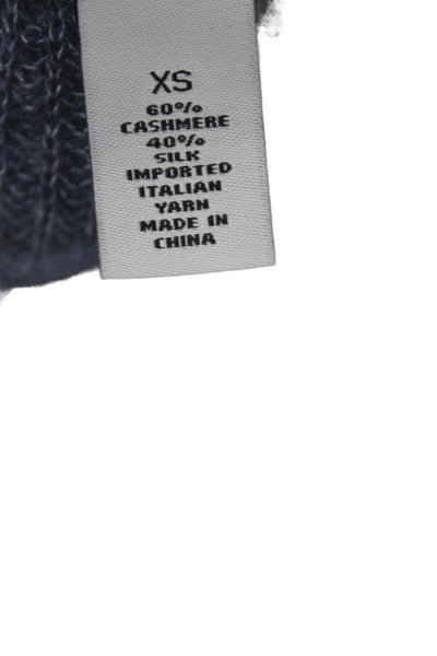 Autumn Cashmere Women Pullover Sweater Blue Short Sleeve Crewneck Size XS