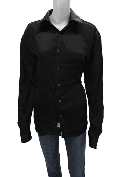 Todd Snyder Men Collared Button-Up Shirt Black Long Sleeve Size M