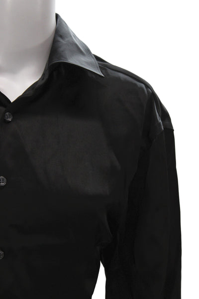 Todd Snyder Men Collared Button-Up Shirt Black Long Sleeve Size M