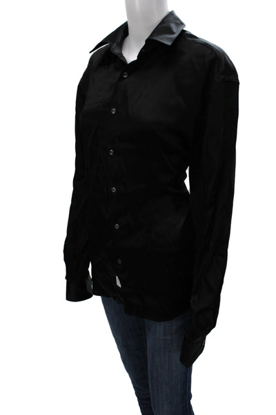 Todd Snyder Men Collared Button-Up Shirt Black Long Sleeve Size M