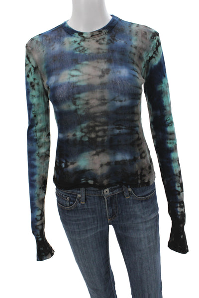 Cotton Citizen Womens Tie Dye Crew Neck Long Sleeve T-Shirt 100% Cotton Size XS
