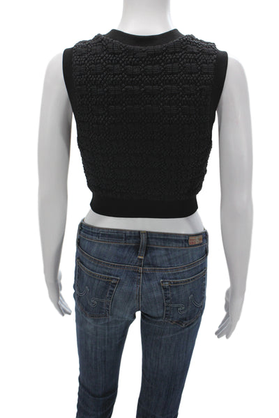 Kith Women Cropped Black Nylon V-Neck Sleeveless Tank Pullover Size XS