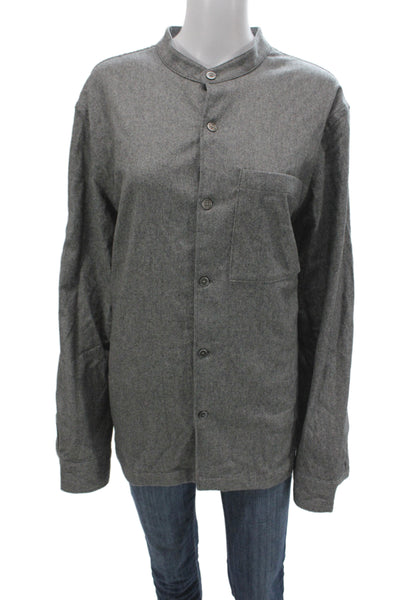 Todd Snyder Mens Gray Wool High Neck Long Sleeve Button-Up Shirt Size L